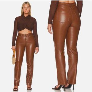 Good American Better Than Leather Faux Leather Good Icon Pants Burnt Caramel